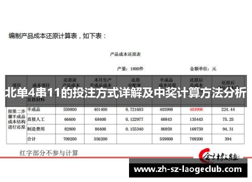 北单4串11的投注方式详解及中奖计算方法分析