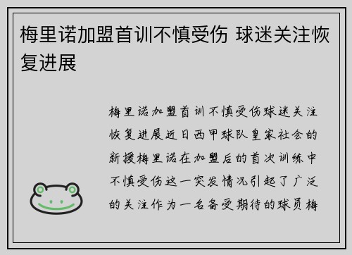 梅里诺加盟首训不慎受伤 球迷关注恢复进展 梅里诺加盟首训不慎受伤 球迷关注恢复进展